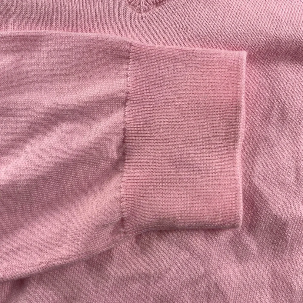 Polo Ralph Lauren Pink Pima Cotton V-Neck Sweater Mens Large Navy Pony Logo